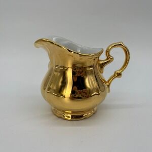 Antique Bavaria Germany 22K Gold Luster Creamer Porcelain Tea Pitcher Vtg RARE